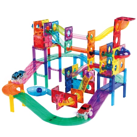2-in-1 Magnetic Marble Run Set & Racing Track Set, 108-Piece Set